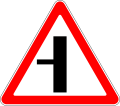 Side road on the left with priority (triangle)