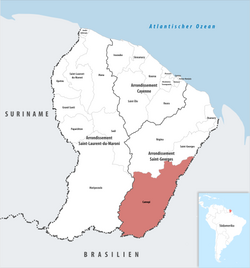 Location of the commune (in red) within French Guiana