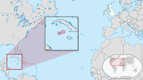 Location of  Cayman Islands  (circled in red)