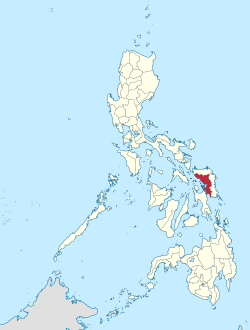 Mapa de Filipinas con Samar resaltado