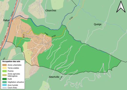 Carte en couleurs présentant l'occupation des sols.