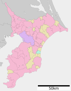 千葉県立千葉商業高等学校の位置（千葉県内）