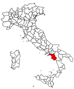 Provincie Salerno na mapě Itálie