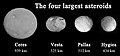 Image 29The four largest asteroids: Ceres, Vesta, Pallas, Hygiea. Only Ceres and Vesta have been visited by a spacecraft and thus have a detailed picture. (from Solar System)