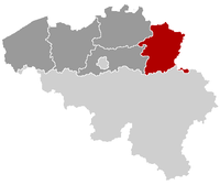 provincie Limburk na mapě Belgie