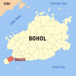 Mapa ning Bohol ampong Dauis ilage