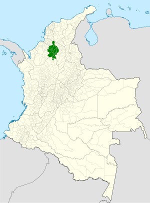 Map of Colombia with La Mojana highlighted