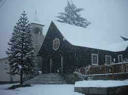 View of Curarrehue's church a winter day