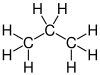 Displayed structure of a propane molecule