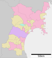 仙台城の位置（宮城県内）