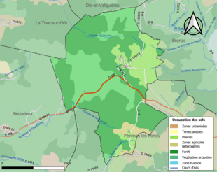 Carte en couleurs présentant l'occupation des sols.