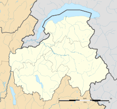 Mapa konturowa Górnej Sabaudii, po prawej znajduje się punkt z opisem „Samoëns”