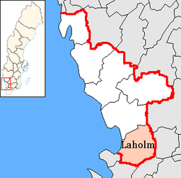 Laholms kommuns läge i Hallands län