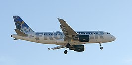 Een Airbus A319 van Frontier Airlines