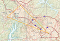 Image 7Map of Research Triangle, with points representing NC State University, Duke University, and University of North Carolina at Chapel Hill (from History of North Carolina)