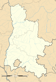 Mapa konturowa Drôme, na dole nieco na prawo znajduje się punkt z opisem „Pommerol”