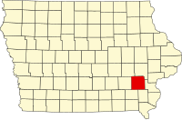 Map of Ajova highlighting Washington County