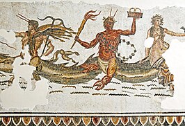 Laat-Romeins mozaïek uit de Trajanusbaden van Acholla, met 3 watergoden: Phorcys (midden) en Ceto (rechts), en Triton of Thaumas (links, maar misschien een meer obscure zeegod). Bardo Nationaal Museum, Tunis