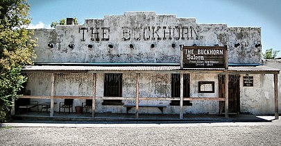 Il Buckhorn Saloon a Pinos Altos, Nuovo Messico. Costruito nel 1860 circa.