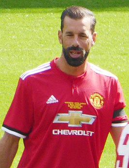 Ruud van Nistelrooij tijdens een benefietwedstrijd van Manchester United (2017)