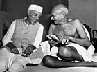 From the late 19th century, and especially after 1920, under the leadership of Mahatma Gandhi (right), the Congress became the principal leader of the Indian independence movement.[391] Gandhi is shown here with Jawaharlal Nehru, later the first prime minister of India.