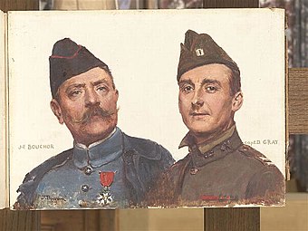 Double portrait de Joseph Félix Bouchor et son ami le capitaine David Gray (1919), Blérancourt, musée franco-américain[13].