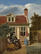 Pieter de Hooch, Quelques personnes dans une arrière-cour.