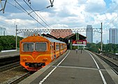 A train at Gambir station in Central Jakarta