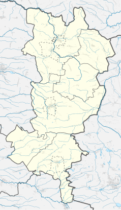 Mapa konturowa powiatu oleskiego, na dole znajduje się punkt z opisem „Pludry”