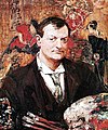 Edward Atkinson Hornel in 1896 (Schilderij: Elizabeth MacNicol) geboren op 11 juli 1864