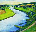 Image 10Nico Klopp: Loop in the Moselle at Greiveldange with Stadtbredimus (1930) (from Culture of Luxembourg)