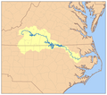 Río Roanoke, que fluye por el sur del estado, antes de entrar en Carolina del Norte