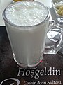 Ayran served in a glass in Ankara, Turkey