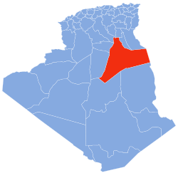 Map of Algeria highlighting Ouargla