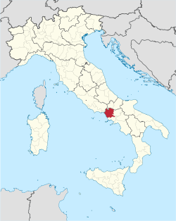 Map heichlichtin the location o the province o Caserta in Italy