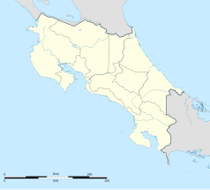 Mapa konturowa Kostaryki, blisko centrum na lewo u góry znajduje się punkt z opisem „Puntarenas”