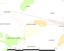 Mapa obce Ham-les-Moines