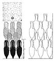 Schema der Stapelung der römischen Amphoren auf dem Frachter des M. Sestius (Darstellung von P. Pironin)