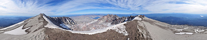 Vue panoramique depuis le sommet du mont Saint Helens aux États-Unis.