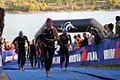 Sortie d'eau de triathlètes