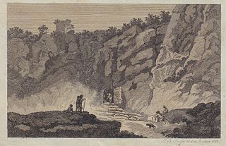 Hundsgrotte bei Neapel (Kupferstich von Johann Baptist Hoessel aus dem Jahr 1805)