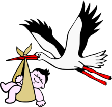 Description de l'image Stork with new-born child.png.