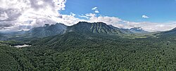 Panoramic drone shot of Mount Togakushi.