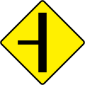 Side road on the left with priority with a thick line (diamond)