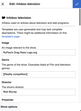 Screenshot of editing a template on a mobile device