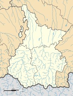 Mapa konturowa Pirenejów Wysokich, po prawej znajduje się punkt z opisem „Montoussé”