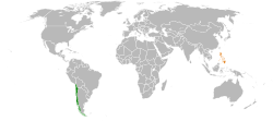 Map indicating locations of Chile and Philippines