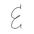 A handwritten ampersand with the vertical stroke merged into the ends of the 'E'