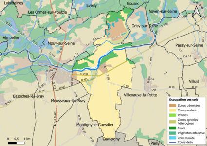 Carte des infrastructures et de l'occupation des sols en 2018 (CLC) de la commune.