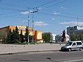 Independence square with cinema and statue of Taras Shevchenko